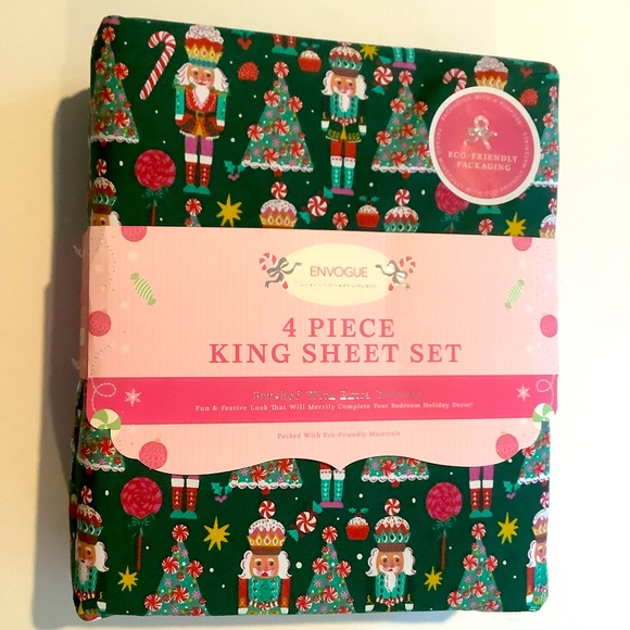 Envogue Christmas Candy Nutcracker King Sheet Set New - Picture 1 of 5
